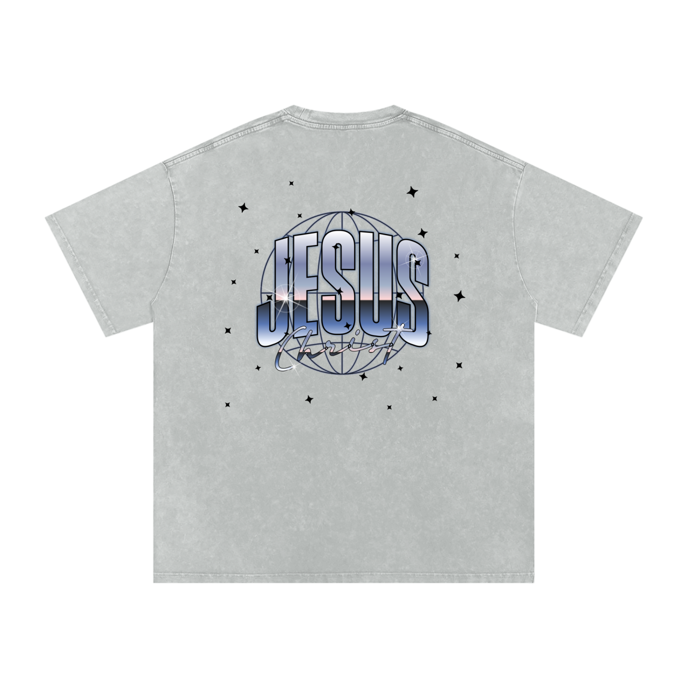 Light Grey Jesus Christ Acid Wash Oversize T-Shirt - 250 GSM