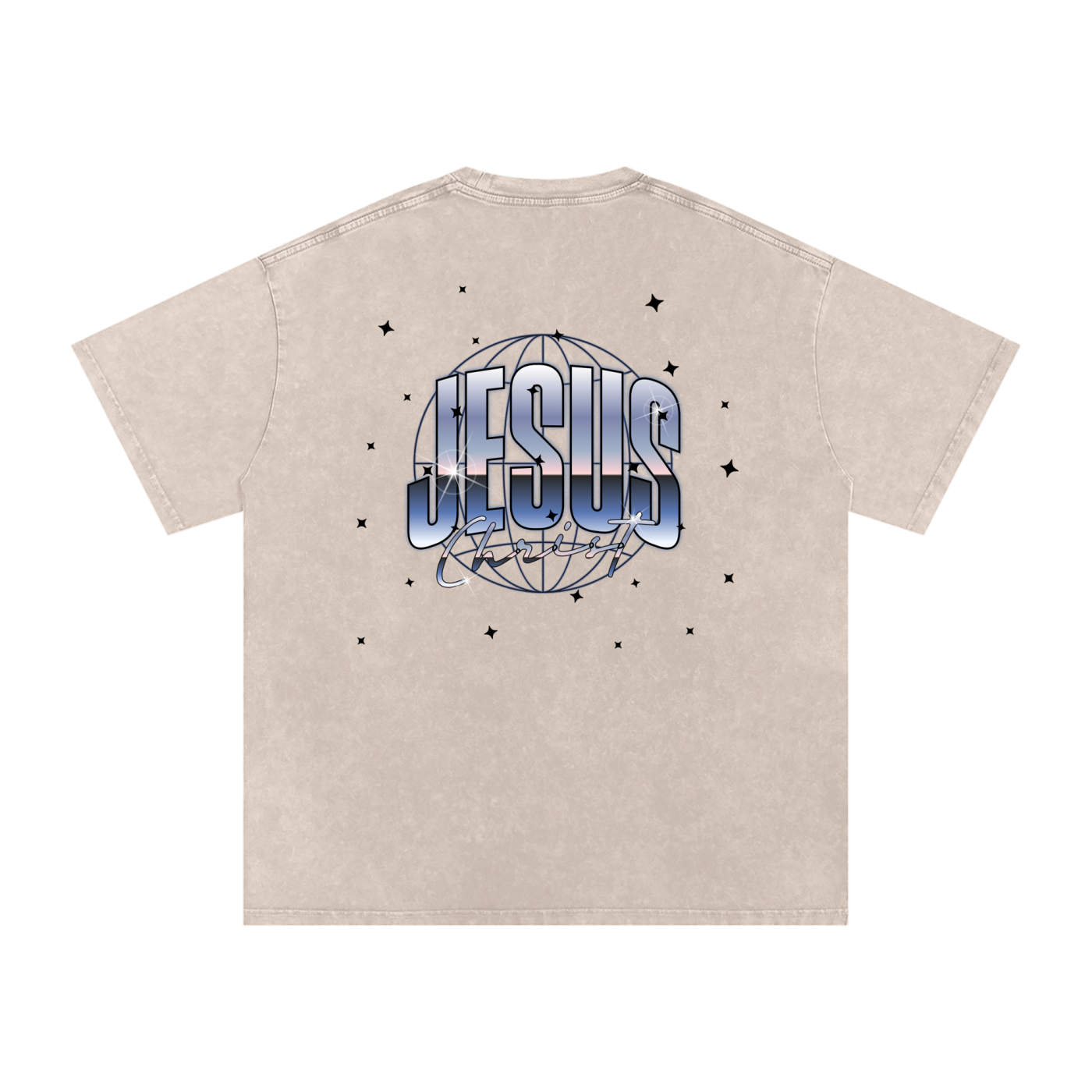 Apricot Jesus Christ Acid Wash Oversize T-Shirt - 250 GSM